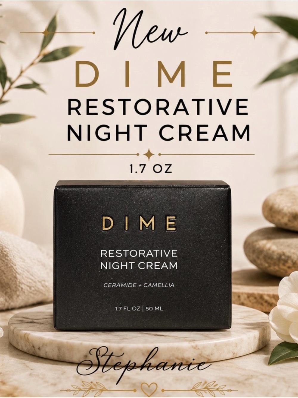 New  DIME RESTORATIVE NIGHT CREAM - Black - Ceramide + Camellia